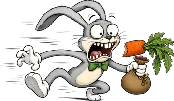Заяц Cogle бежит с мешком денег